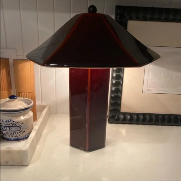 Studio McGee Double Ceramic Maroon Table Lamp
